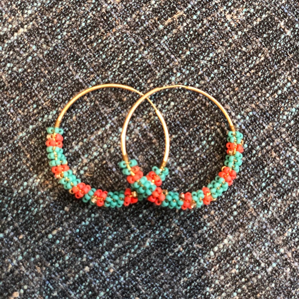 Handmade Beaded Hoop Earrings